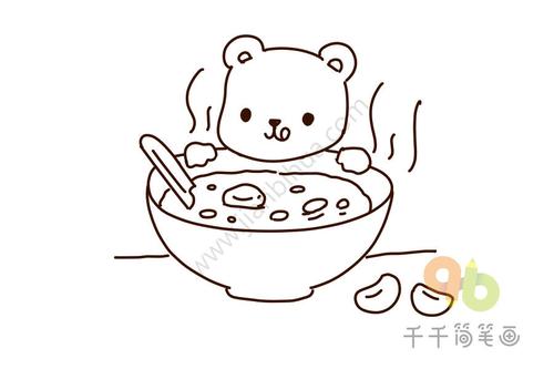 腊八节简笔画,吃上一碗美味的八宝粥