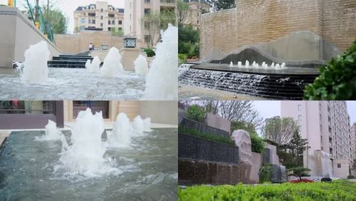 视频素材 实拍视频 景观人文 高档小区园林水系小瀑布水池 声明水印不