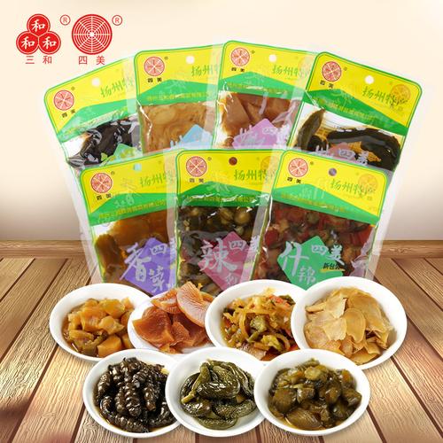 买六送一三和四美酱菜什锦菜120g袋装扬州特产酱菜下饭菜榨菜咸菜视频