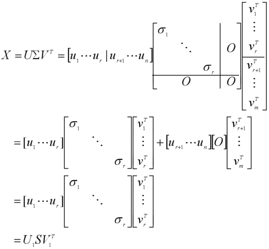 vr), left singular matrix u in front of r the column vectors