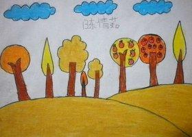 秋天的果园儿童画作品儿童水彩画图片关于秋天的