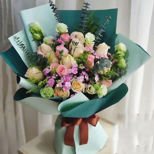 教师节鲜花玫瑰真花满天星韩式花束生日送老师妈妈女