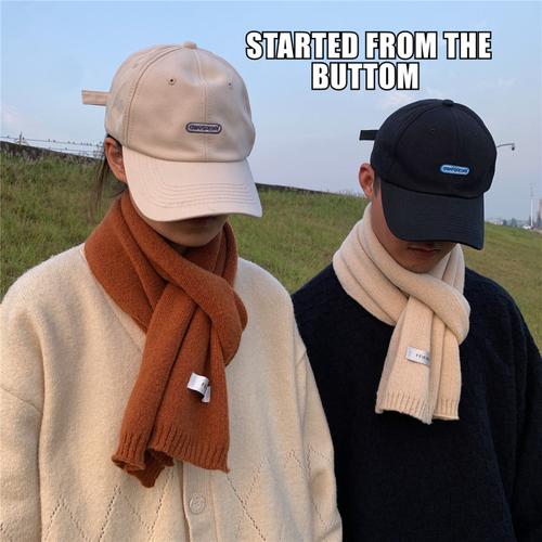 针织仿羊绒保暖情侣围脖学生男女ins潮韩版中性港风百搭韩版围巾