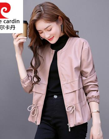 皮尔卡丹轻奢品牌女装女士夹克外套早秋皮衣2021年新款女秋季妈妈时尚