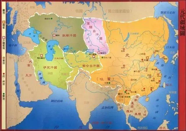 这是官方的元代地图,领土北扩了