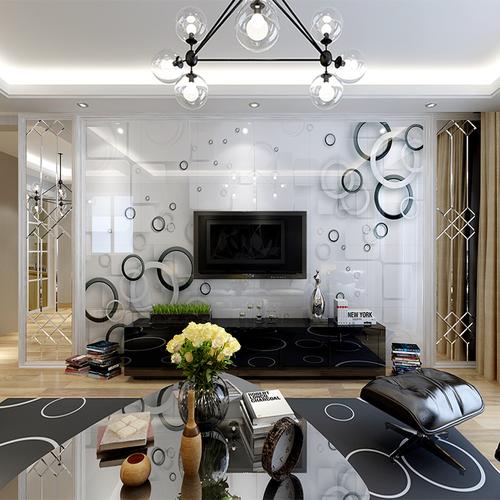 玻璃拼镜微晶电视背景墙瓷砖边框装饰造型艺术菱形简约现代造型