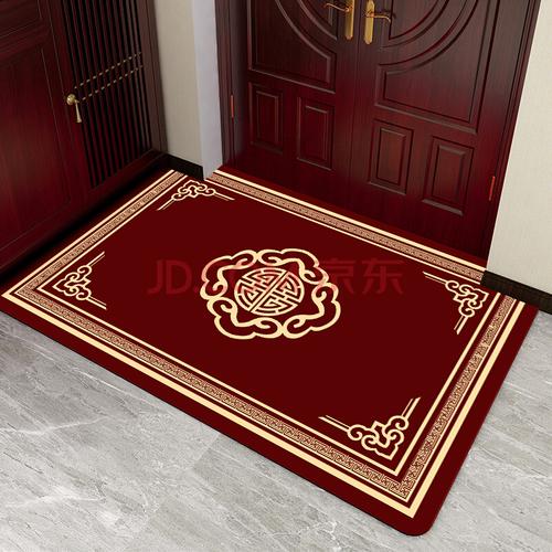 入户门地垫进门脚垫新年红色门垫大门口家用玄关福字吸水垫子 中式