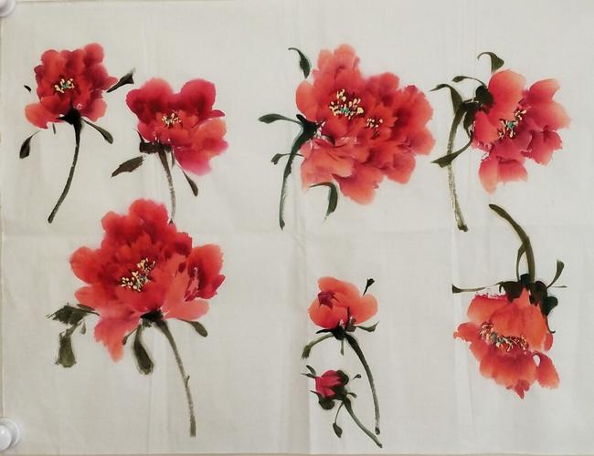 国画 牡丹花头的不同朝向_牡丹_国画_文化_绘画