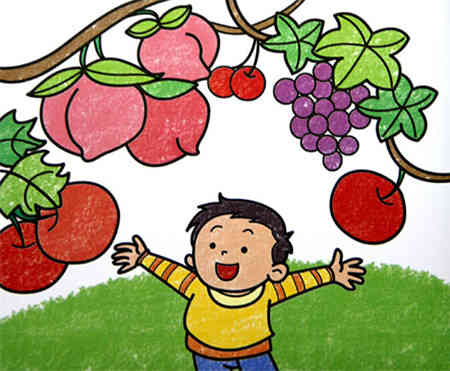 儿童画秋天:秋天的收获