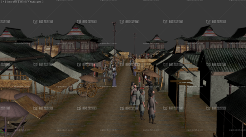 唐朝集市 简模型_xingzhe123作品_场景古代场景_cg模型网