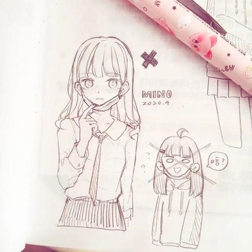 【画画素材资源库】可爱动漫女孩新手入门临摹手绘素材