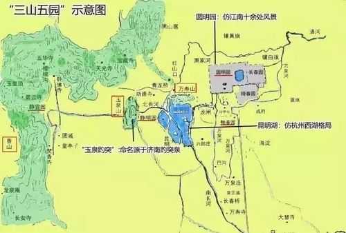 三山五园示意图与仿制蓝本图解大地理馆-制图