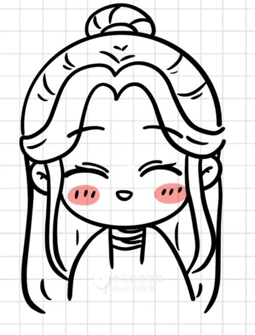 简笔画|古风人物男孩线稿花城谢怜天官赐福_简笔画_古风_线稿_手帐