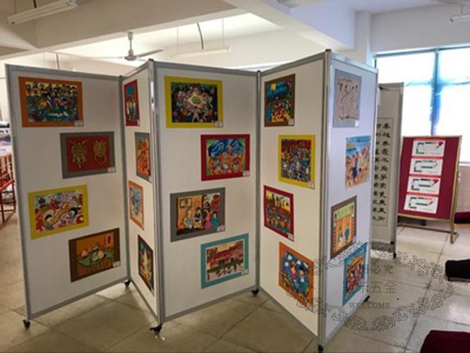 六一美术作品移动展架 美术展墙画展布置展架 ***园绘画作品展板