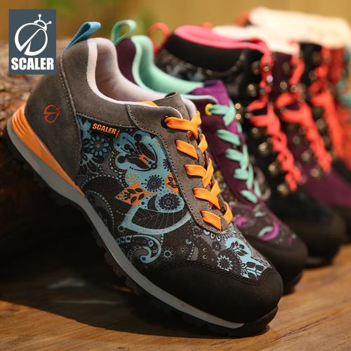 思凯乐户外印花防水徒步鞋男女防滑低帮登山鞋x7094302/x7194302