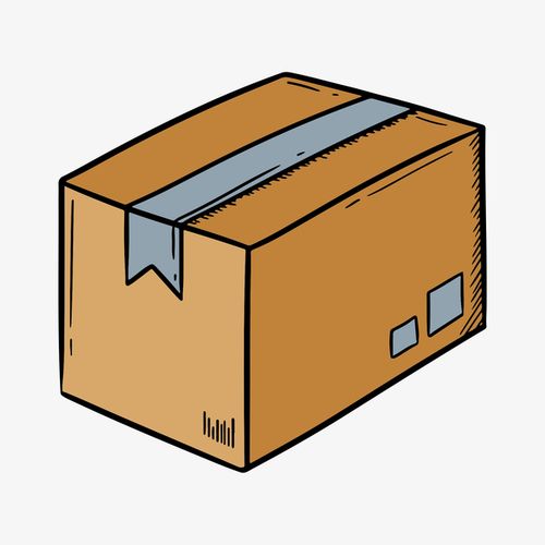 贴着胶布的纸箱卡通图