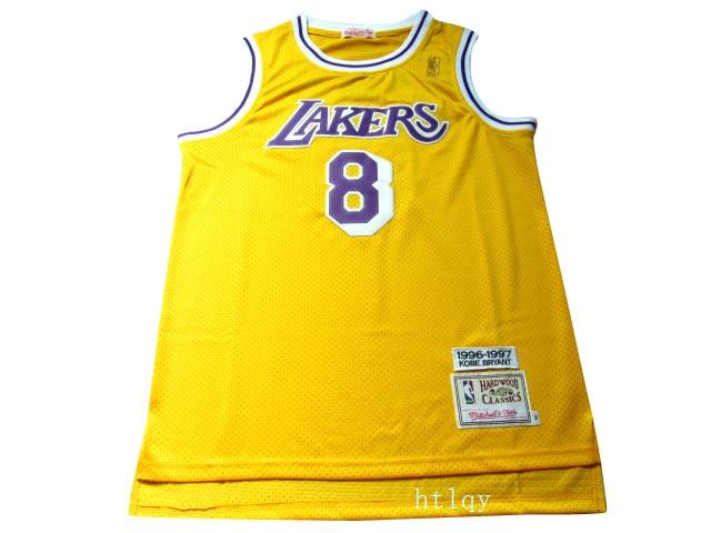 1996-1997湖人队8号 科比lakers复古球衣刺绣黄色