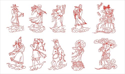 求图 我想在灯笼上平均分开8块 来画这八仙过海,这8个人物要分开画