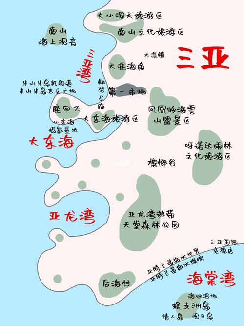 三亚旅游手绘地图9215玩转三亚全景点不绕路7515_旅行_景点