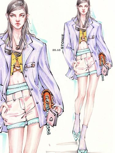 马克笔时装画|基础职业装&服装设计考研_服装设计