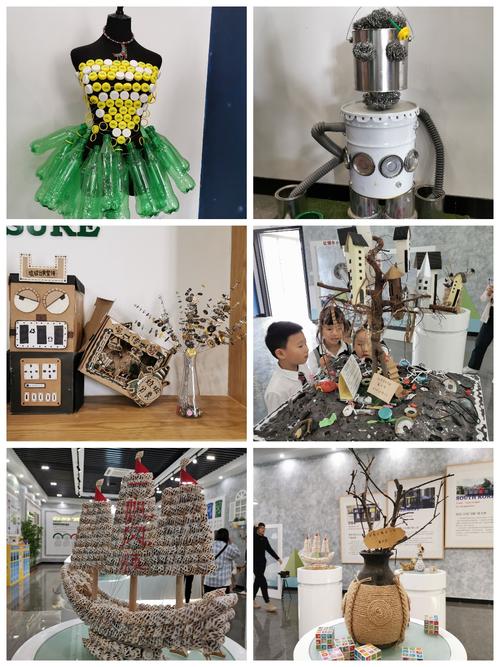 这些都是用废旧垃圾制作的工艺品