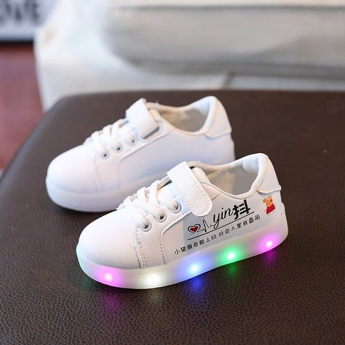 亲子抖音同款亮灯小白鞋小孩儿童鞋学步鞋女宝宝春夏鞋子1-5单鞋