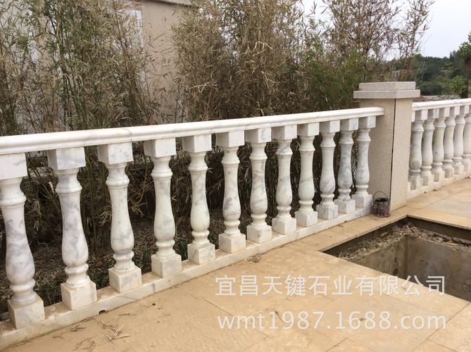 大理石雕栏杆 河道别墅用石栏杆护栏 大理石广西白花瓶柱栏杆