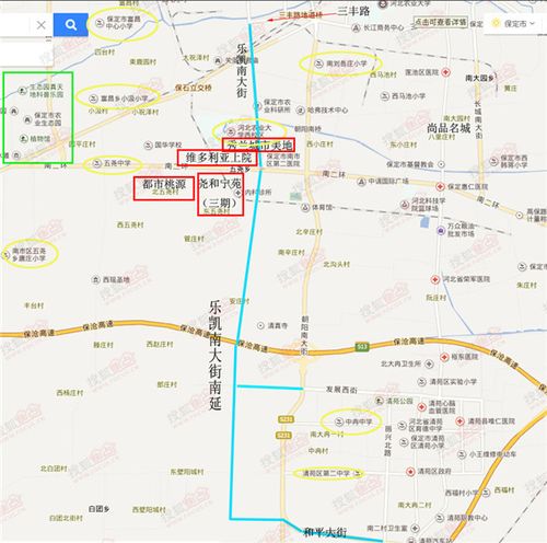 乐凯大街南延工程北起乐凯大街与三丰路口交叉口北400米处,南至清苑