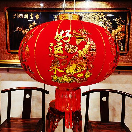 2022新年春节绒布大红灯笼乔迁阳台吊灯一对户外门口防水中式挂式