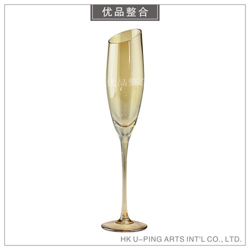 香槟金斜口香槟杯 简约现代 样板房餐桌摆件 cz08-101