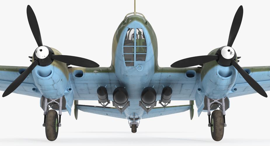 苏联第二次世界大战光轰炸机petlyakov pe-2 rigged 3d模型3d模型