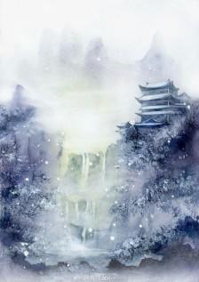 【弥生】 #水彩插画##古风风景# 画师:苏岸aoi