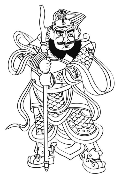 关键词:张飞张飞像三国人物武将古代武将门神年画线描线描图线描矢量