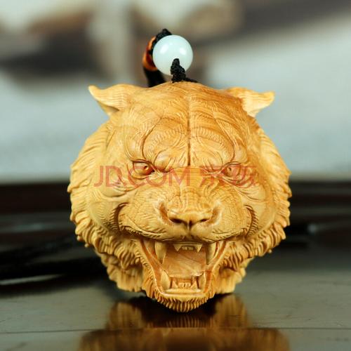 木雕老虎摆件 黄杨木雕刻老虎挂件实木生肖动物摆件男士手把件随身