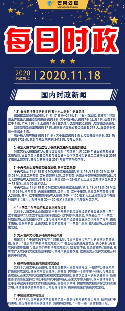 2020公务员考试国内外时政热点汇总 (11月18日)