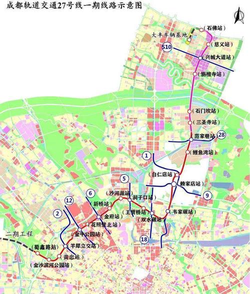 成都轨道交通27号线一期线路示意图