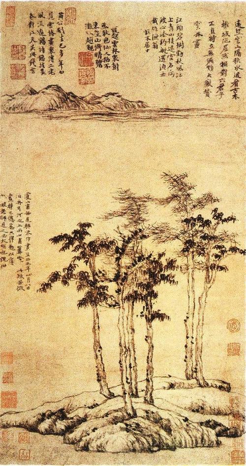 倪瓒的《六君子图》 个性独特鲜明