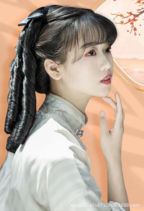 旗袍假发女复古手推波纹刘海民国风上海滩螺旋卷宫廷公主风马尾
