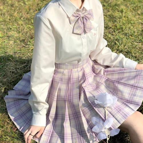 jk制服格裙套装衬衫半身裙百褶裙女装日系学生2020夏季新款领结裙子