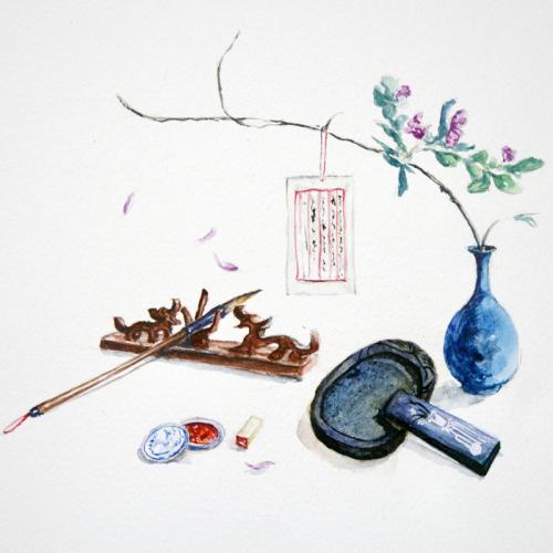 笔墨纸砚简笔画