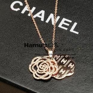 专柜代购香奈儿chanel饰品玫瑰金时尚镂空山茶花吊坠项链商品图片价格
