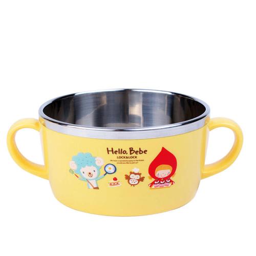 乐扣乐扣原装进口儿童餐具婴儿宝宝不锈钢水杯辅食双耳碗 手柄碗250ml