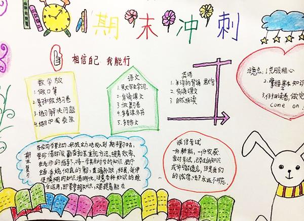 冲刺期末小学生手抄报 为期末考试加油手抄报