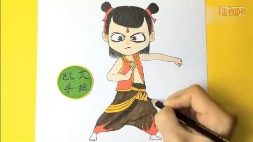手绘《哪吒之魔童降世》儿童简笔画简笔画变身的哪吒哪吒简笔简笔画