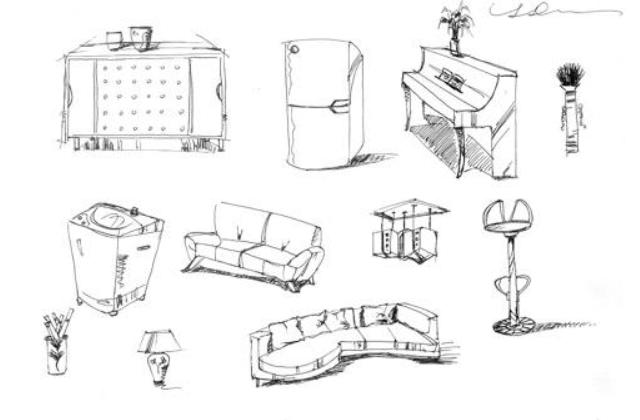 简笔素描画 家具