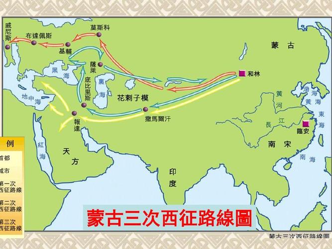 蒙古三次西征路线图