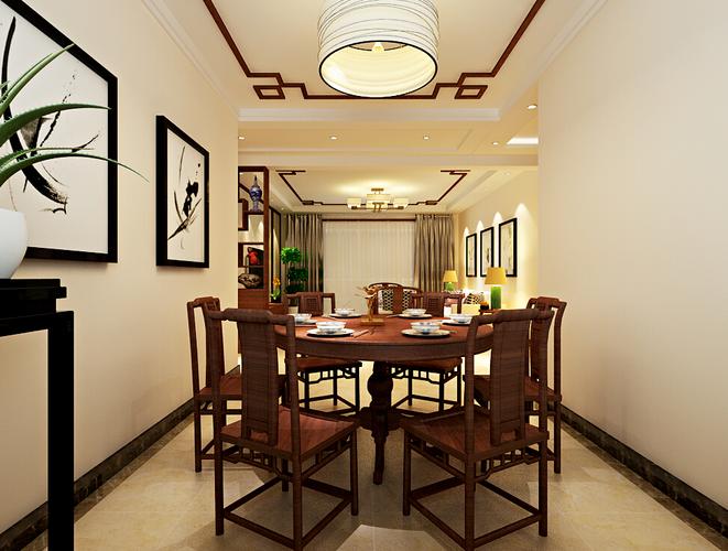 以中式木线条作为设计元素,其造型和顶面木线条造型交相呼应,把中式