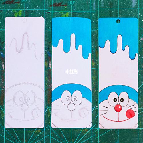 超简单～一看就会的哆啦a梦书签92_书签_哆啦a梦怎么样_水彩画_教程