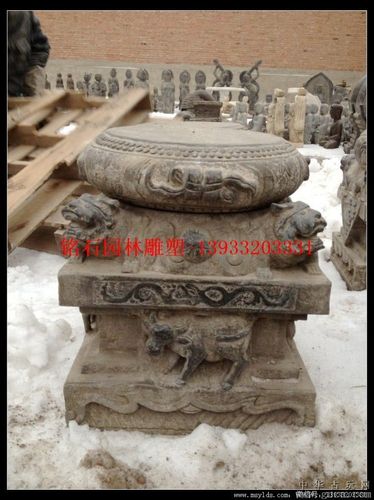仿古石雕柱墩石柱顶墩仿古门墩石墩柱基石做旧门墩石墩