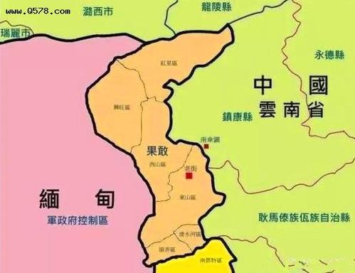这个地方就是果敢,全称"缅甸掸邦果敢自治区".
